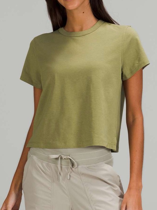 lululemon athletica Tops - Lululemon Classic-Fit Cotton-Blend T-Shirt in Bronze Green
